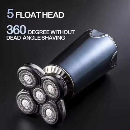 Dark Blue Ultimate 5-in-1 Men's Electric Shaver & Grooming Kit - Wet/Dry Rotary Razor with Nose Trimmer, Precision Trimmer & Facial Cleansing Brush