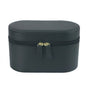 Black Elegant PU Leather Makeup & Toiletry Bag - Large Capacity Travel Cosmetic Organizer with Brush Holder