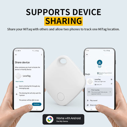 White Smart Item Locator Tag for Android - Google Find My Device Compatible, Anti-Lost Tracker
