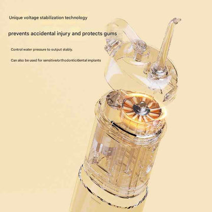 Blue Compact Telescopic Water Flosser - USB Rechargeable Oral Irrigator, 3 Modes, 4 Nozzles for Travel & Home
