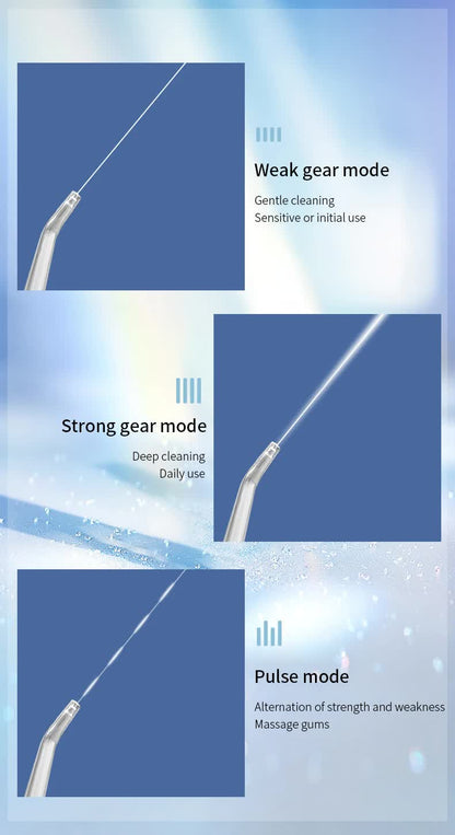 Pink And Blue Smart Telescopic Portable Water Flosser - USB Rechargeable Oral Irrigator, IPX7 Waterproof, 3 Modes & 4 Nozzles