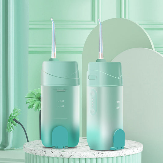 Green Smart Telescopic Portable Water Flosser - USB Rechargeable Oral Irrigator, IPX7 Waterproof, 3 Modes & 4 Nozzles
