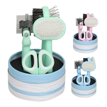 Green And Blue Complete 5-in-1 Pet Grooming Care Kit - Professional Deshedding Brushes, Combs & Nail Clippers Set for Dogs & Cats
