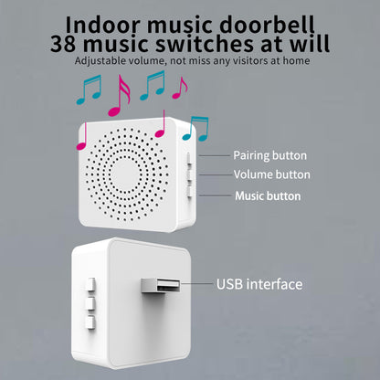 White Tuya Smart Video Doorbell - HD, Voice Changing, Night Vision, Rechargeable, WiFi Enabled
