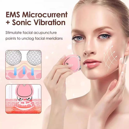 White EMS Microcurrent Facial Massager - Dual Roller V-Face Lifting & Firming Beauty Device, USB Rechargeable