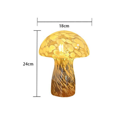 Yellow Charming Retro Glass Mushroom Table Lamp - Vintage Nordic Style Bedside Light