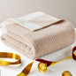 Pink and White Plush Chenille-Knit Throw Blanket - Soft Cozy Polyester for Bed & Sofa | Textured Two-Tone Design (127x153cm)