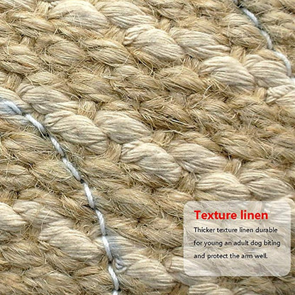 Green and Khaki Heavy Duty Jute Dog Bite Pillow - Professional Training Tug Toy with 3 Handles for Schutzhund, K9, Agility & Bite Work
