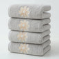 Grey 4-Pack Elegant Glod Floral Embroidered Cotton Hand Towels - Ultra Soft & Absorbent