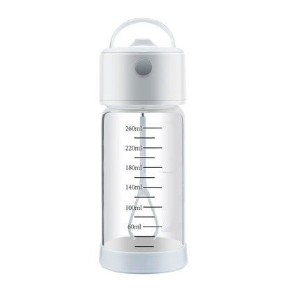 White Portable Electric Self-Stirring Mug - 300ml USB Rechargeable Glass Shaker Bottle for Protein, Coffee & Mixes