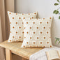 Beige and Khaki Charming 3D Daisy Embroidered Canvas Cushion Covers - Set of 2, 45x45cm Soft Textured Decorative Pillowcases