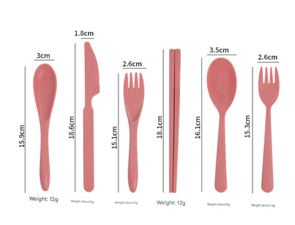 Blue Durable Eco-Friendly Wheat Straw Dinnerware Set - 24 Pieces with Plates, Bowls, Cups & Cutlery