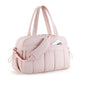 Pink Large Capacity Quilted Travel Tote Bag - Waterproof Gym Duffel with Wet Pocket (42x19x30cm)