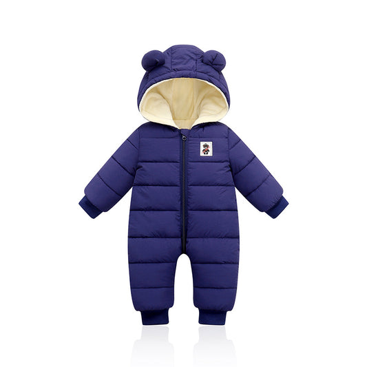 Suitable For Height 66cm Dark Blue Baby & Toddler Hooded Padded Snowsuit - Fleece Lined Winter Romper Outerwear