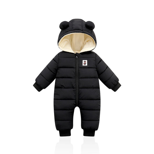 Suitable For Height 90cm Black Baby & Toddler Hooded Padded Snowsuit - Fleece Lined Winter Romper Outerwear