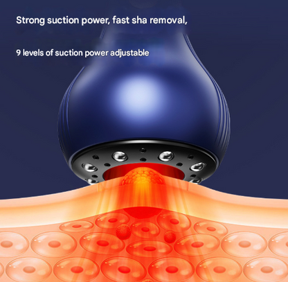 Blue Electric Meridian Scraping Massager with Air Release Valve - Full Body Suction Therapy, 16.6x8.4cm