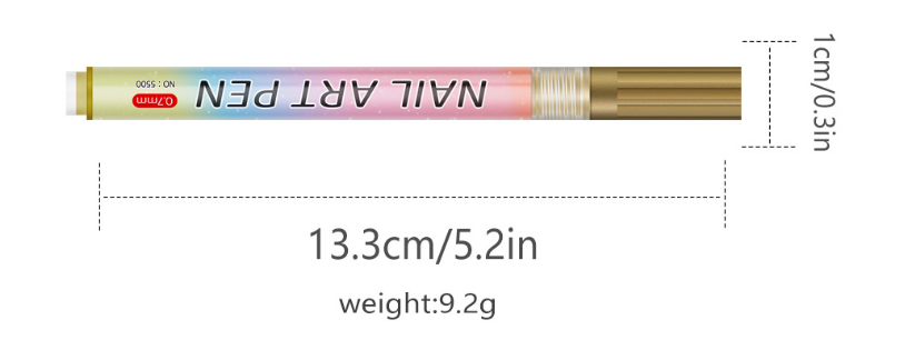 Black 0.7mm Nail Art Doodle Pen 12 Sticks- Single Color Acrylic Marker for Nail Design, No-Bake