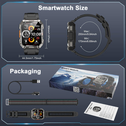 Men's Outdoor Smartwatch with Bluetooth Calling and Flashlight