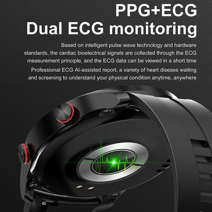 Black Silicone Business Smartwatch with ECG and PPG Monitoring
