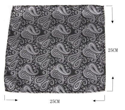 Men's Formal Paisley Ascot Cravat & Pocket Square Set - Adjustable Necktie for Weddings(Red pattern)