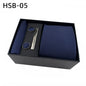 Men's Luxury Necktie Gift Set - 4 Piece Set with Tie, Pocket Square, Cufflinks & Tie Clip(Pure dark blue)