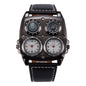 Men's Multi-Dial Sports Watch - Dual Time Zone, Compass, Thermometer, Luminous Hands(Black and white)