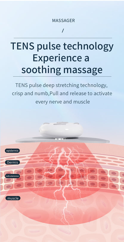 Smart Cervical Spine EMS Massager Sticker with Remote Control & Charging Case - 6 Modes, 16 Strengths(white)