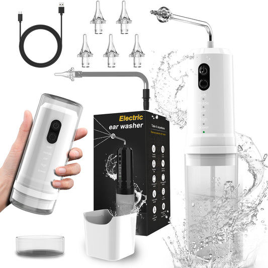 Electric Ear Wax Removal Kit & Nasal Irrigator - 4 Modes, IPX7 Waterproof(white)