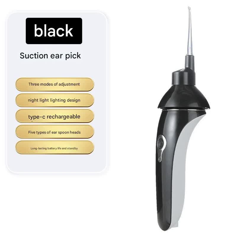 Electric Ear Wax Suction Cleaner - 3 Modes, LED Light, 5 Soft Tips(black)