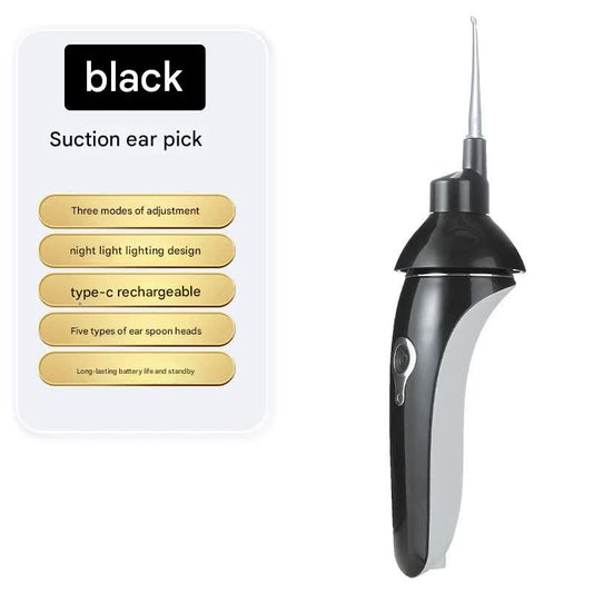 Electric Ear Wax Suction Cleaner - 3 Modes, LED Light, 5 Soft Tips(black)