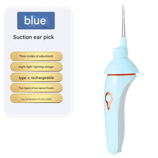 Electric Ear Wax Suction Cleaner - 3 Modes, LED Light, 5 Soft Tips(blue)