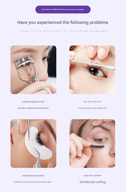 Heated Eyelash Curler with 2 Temperature Controls, Long-Lasting Curl(purple)