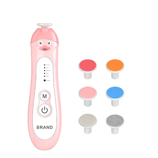 Baby & Adult Electric Nail Trimmer Kit - 6 Heads, 5 Speeds, 360deg Rotation, with Storage Case(pink)