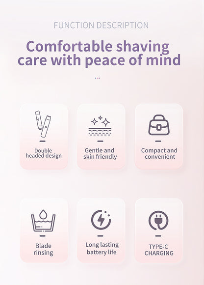 2-in-1 Electric Lady Shaver & Trimmer - Gentle Full Body Hair Removal, Portable & USB Rechargeable(Gradient pink)