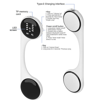 Under-Pillow Bone Conduction Sleep Speaker - Bluetooth 5.4, White Noise, TF Card, LED Display & Timer(Yellow-green)
