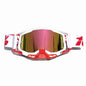 Pro Motocross Goggles - Windproof, UV400 Protection with TPU Frame & PC Lens, Adjustable Strap(White frame,red lens)