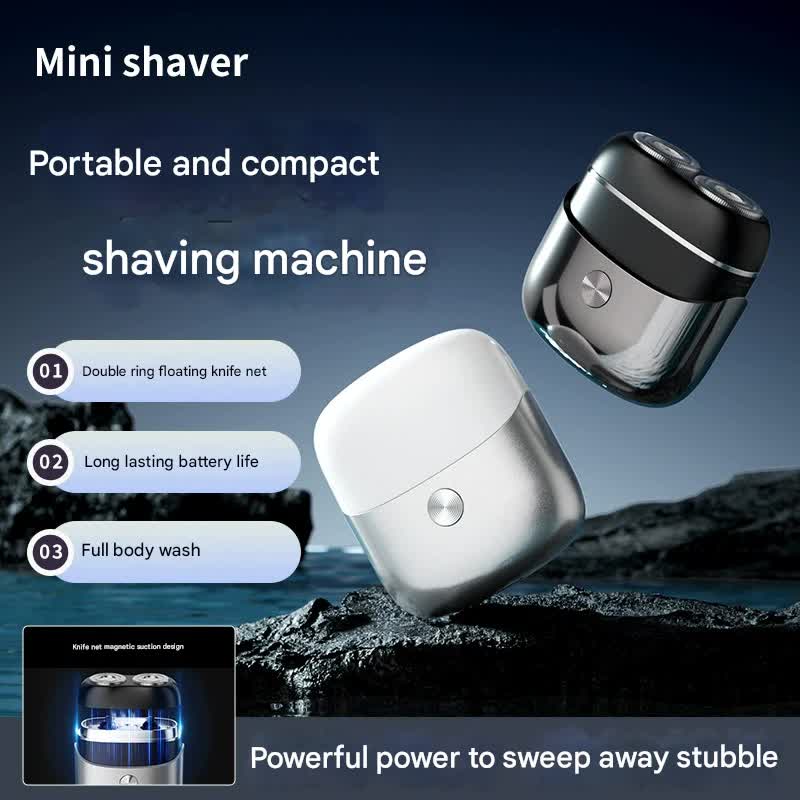 Mini Portable Electric Shaver - Dual Floating Heads, USB-C Fast Charge, Waterproof, Magnetic Design(Dark grey)