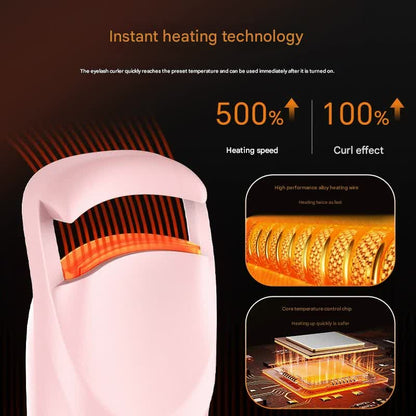 Electric Heated Eyelash Curler - USB-C Rechargeable, Fast Heating, Long-Lasting Curl(Apricot)