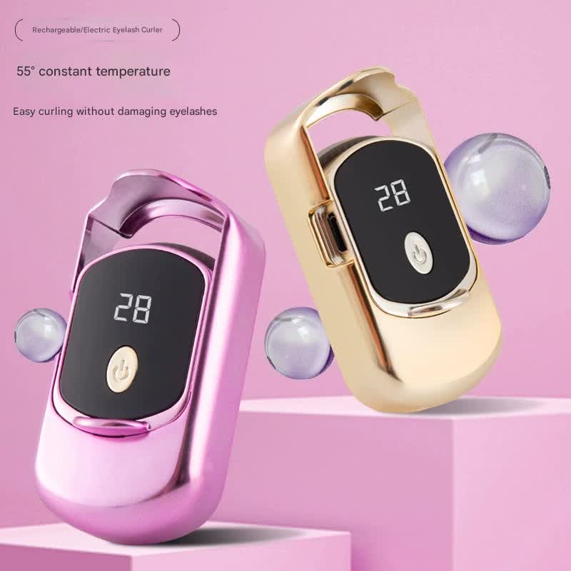 Rechargeable Electric Heated Eyelash Curler - 55C Constant Temperature, LED Display, Gentle Curling(White)