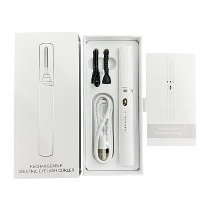 Rechargeable Heated Eyelash Curler Wand - 3 Temperature Gears, Type-C Charging, All-Day Curl(White)