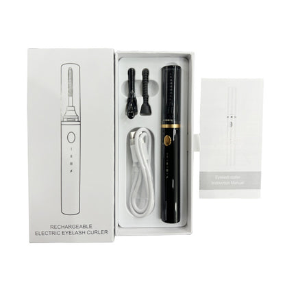 Rechargeable Heated Eyelash Curler Wand - 3 Temperature Gears, Type-C Charging, All-Day Curl(Black)
