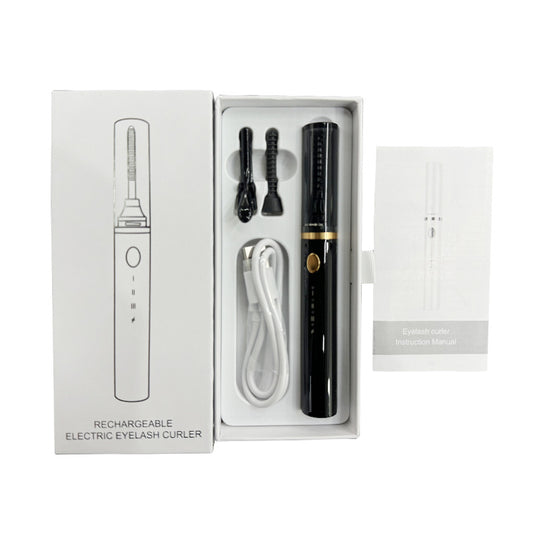 Rechargeable Heated Eyelash Curler Wand - 3 Temperature Gears, Type-C Charging, All-Day Curl(Black)