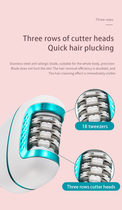 3-in-1 Ladies Electric Epilator, Shaver & Callus Remover with LED Display - Rechargeable & Waterproof(Gray)