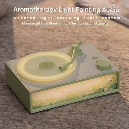 Retro Vinyl Record Player Bluetooth Speaker with Illuminated Art Panel & Aroma Diffuser(pink)