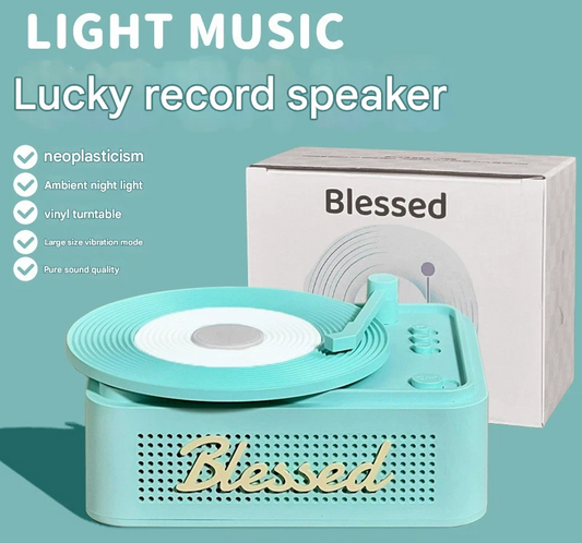 Retro Vinyl Bluetooth Speaker with Ambient Night Light - TF Card & AUX Support(Green)