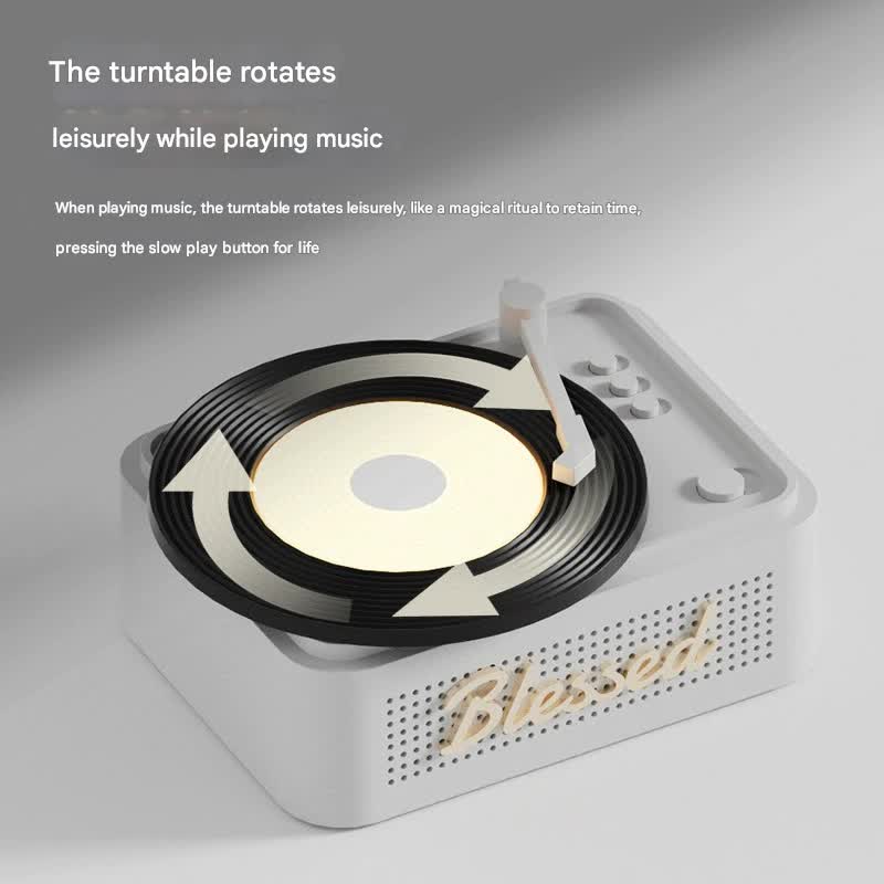 Retro Vinyl Bluetooth Speaker with Ambient Night Light - TF Card & AUX Support(Green)