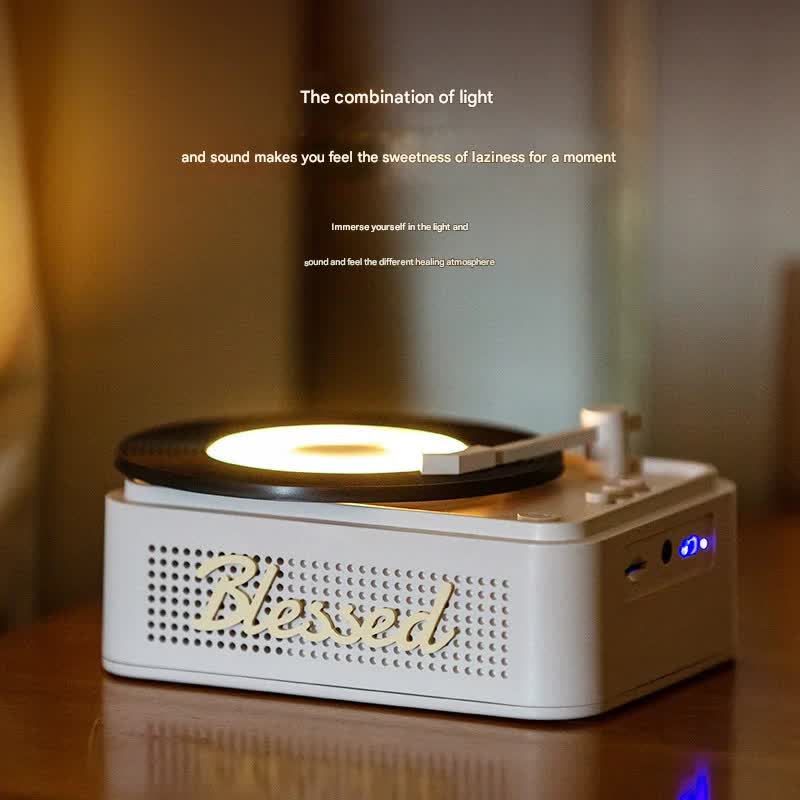 Retro Vinyl Bluetooth Speaker with Ambient Night Light - TF Card & AUX Support(Green)