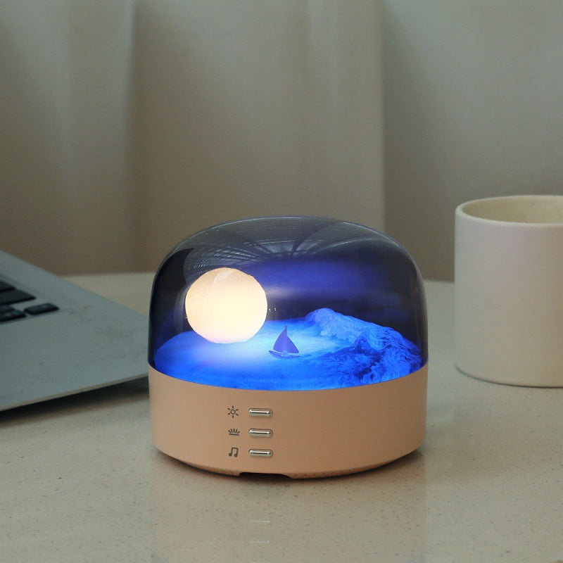 Moon Landscape Bluetooth Speaker & Night Light - Adjustable Brightness & Tones, 1200mAh Battery(pink)
