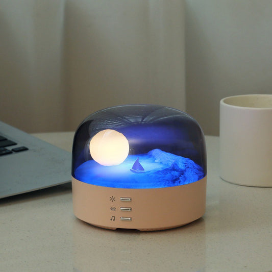 Moon Landscape Bluetooth Speaker & Night Light - Adjustable Brightness & Tones, 1200mAh Battery(pink)