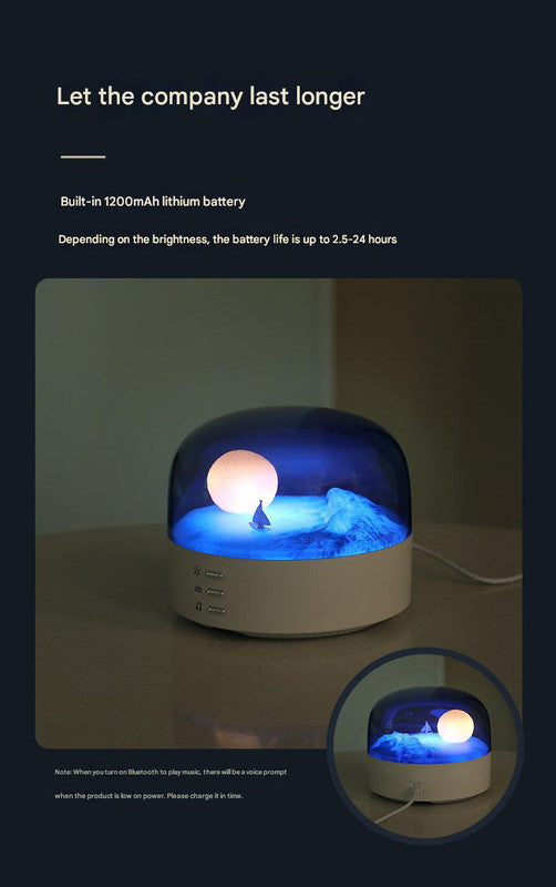 Moon Landscape Bluetooth Speaker & Night Light - Adjustable Brightness & Tones, 1200mAh Battery(pink)